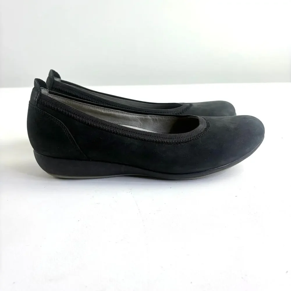 Dansko Kristen Black Comfort Wedge Round Toe Ballet Flats Water Resistant Sz 40